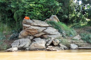 Laos - Monks looking over the river