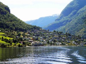 Town on the fjord bank