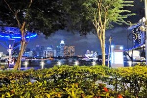 Singapore skyline over Marina Bay